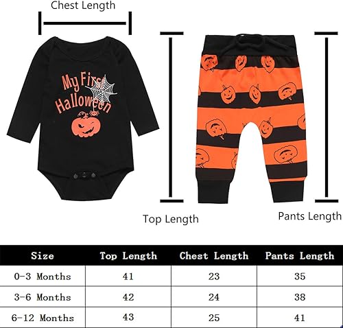 Miniatura 6 de Conjunto de pantalones de manga larga para bebé, mi primer disfraz de Halloween, diseño de calabaza