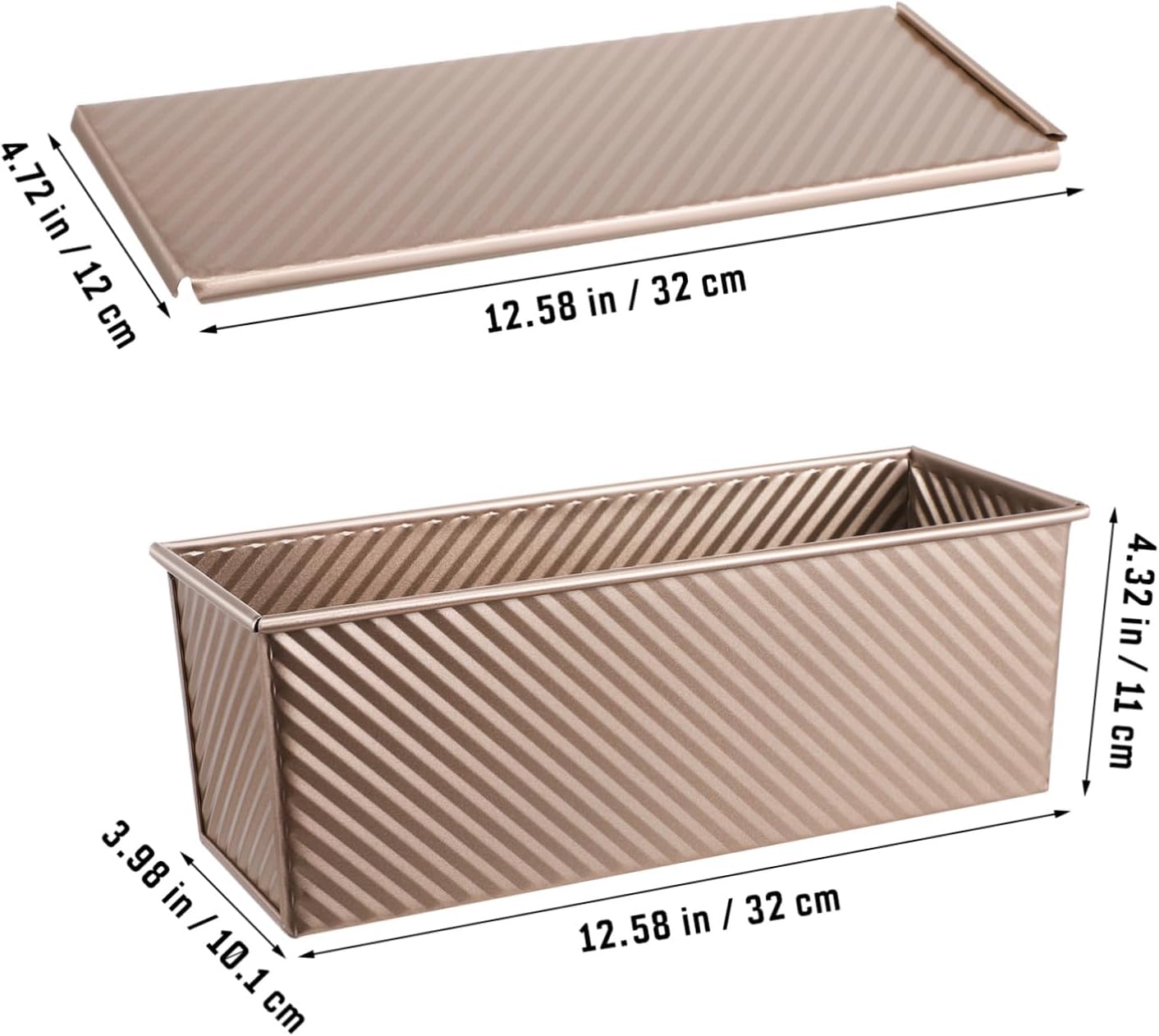 750g Bread Box Sliding Lid Metal Loaf Pan Rectangular Cake Pan Toast Mold for Baking Bread