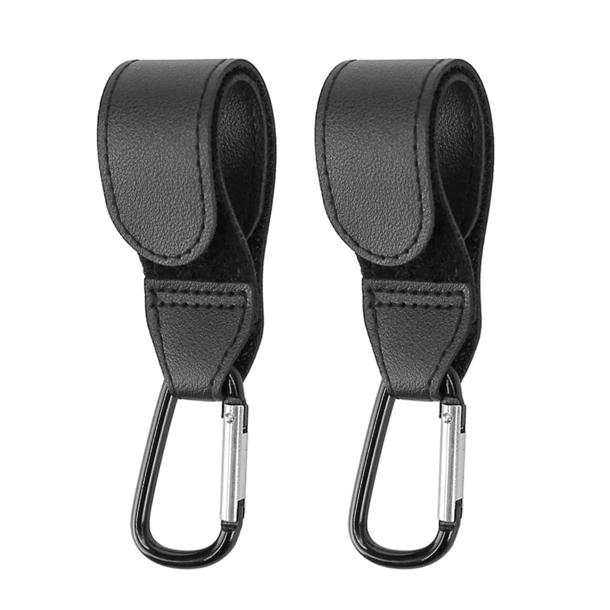 DUZEPA 2 PCS Hook Clips,Pram Metal Hook, Pram Bag Holder Leather,Universal Hooks for Portable Electric Vehicles