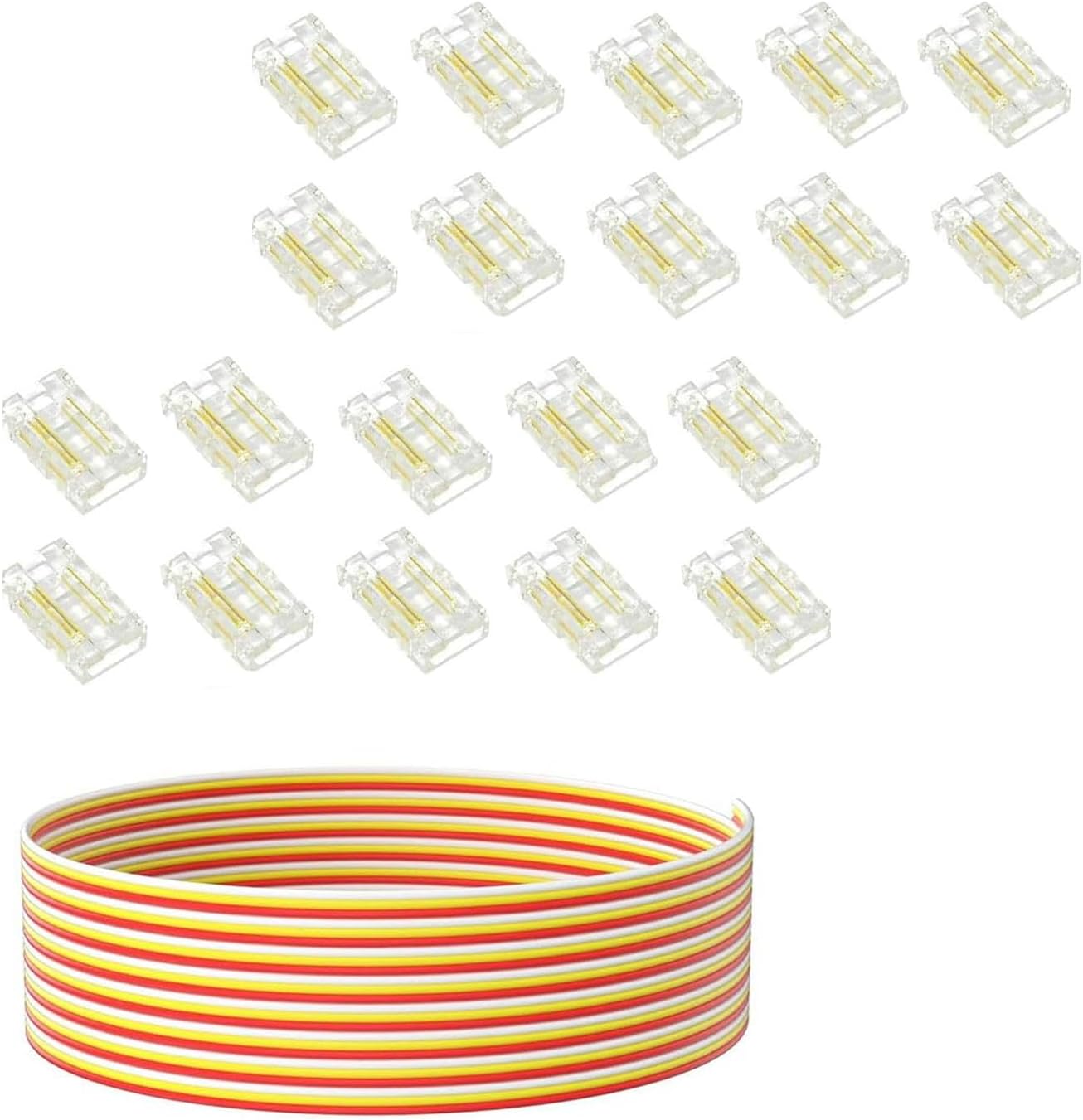 Amefil 3-pin 8mm Color Temperature Adjustable COB LED Strip Connector kit, 10 Strip adapters, and a 16.5FT Extension Cord for Strip Wiring