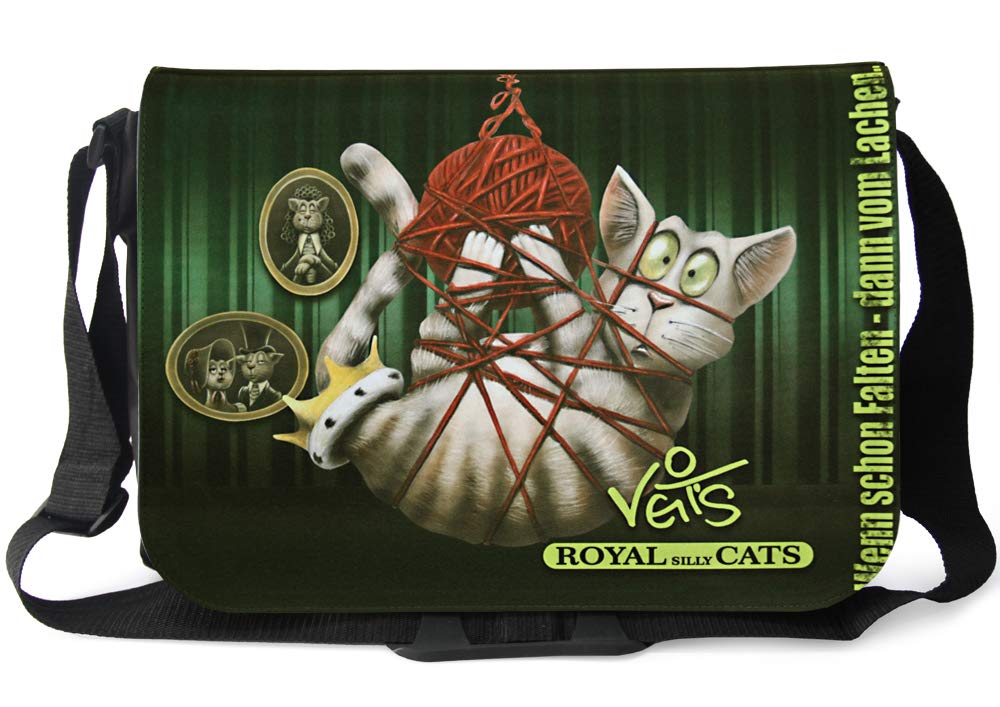 Veit's Gute Laune Tasche Schultertasche Laptoptasche Schultasche College Tasche mit Katzen-Motiv Royal silly Cats Silly Herbert- TAB0272H