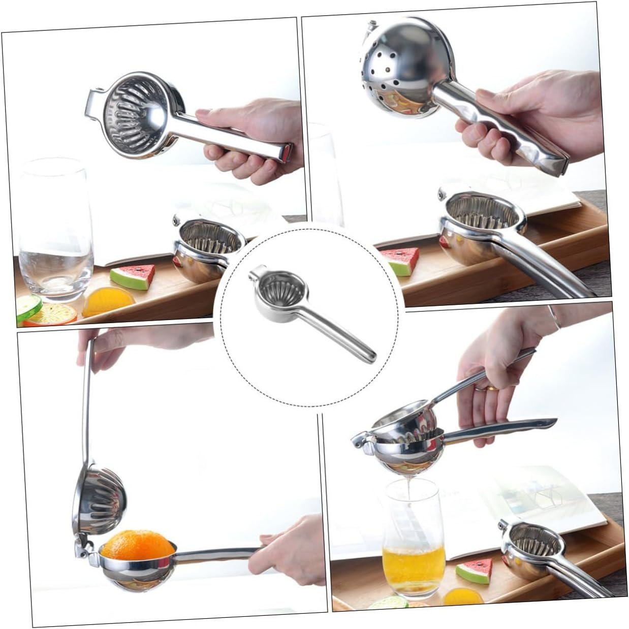 Heavy Duty Stainless Steel Manual Fruit Squeezer Large Handheld Lemon Juicer Ergonomic Handle Non-electric Citrus Press for Kitchen and Household Use