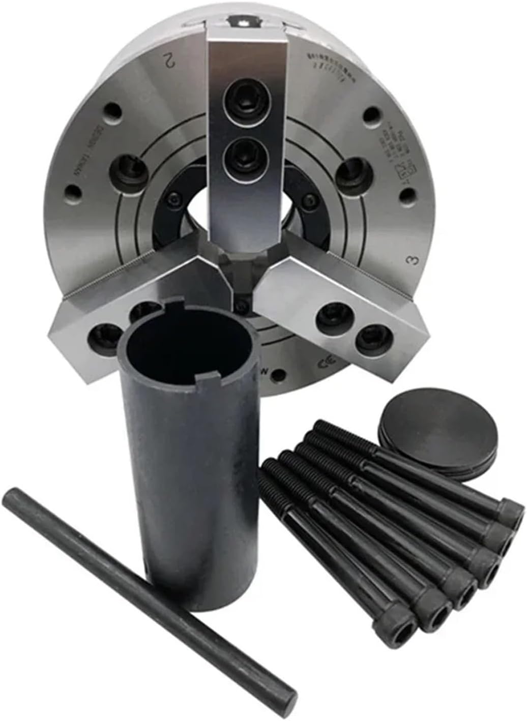 Hollow/solid Hydraulic Oil Power Chuck 10 Inches 254Mm 2/3/4Jaws A8 Flange Workholding Chuck for CNC Machining Center(Large Hole 4-Jaw)