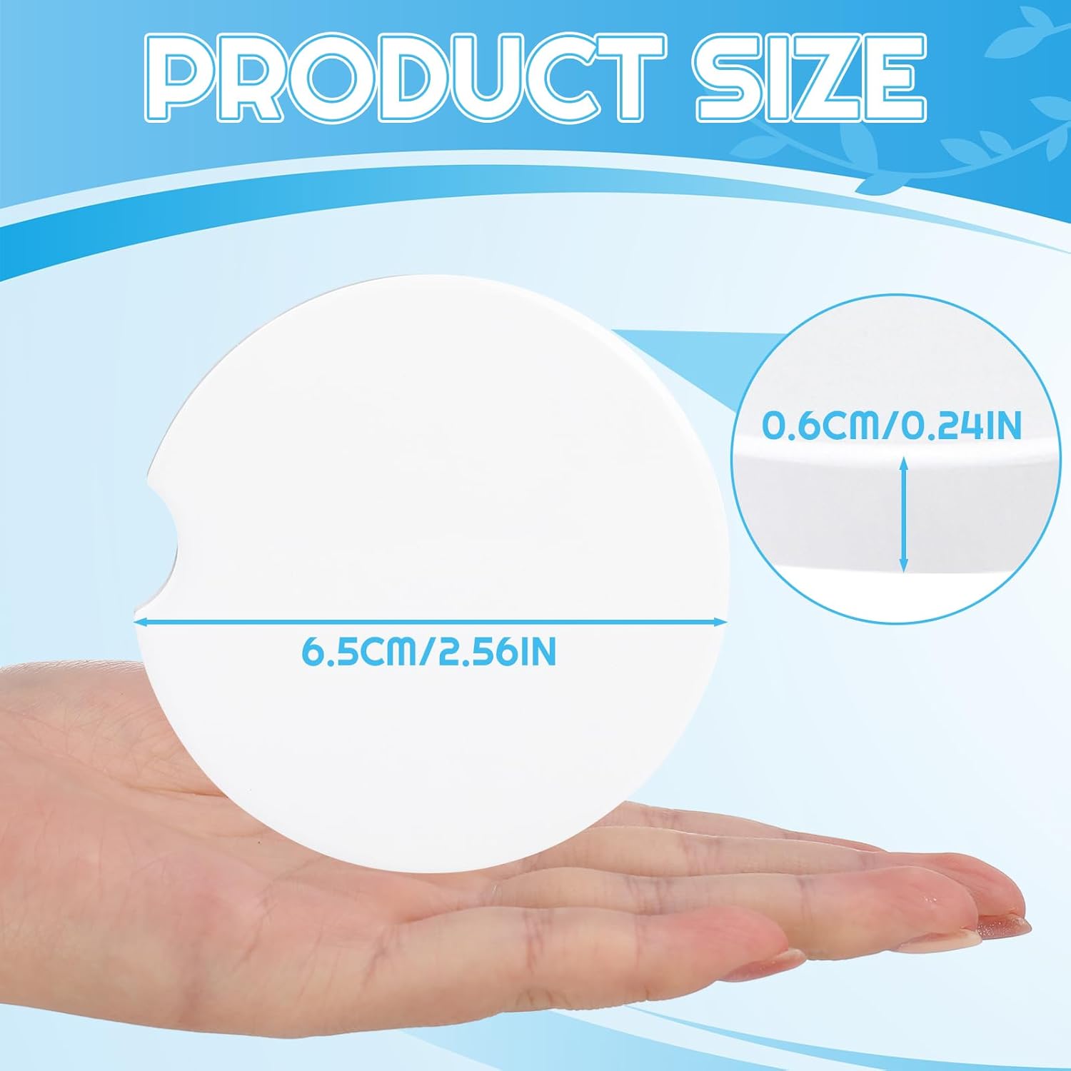 80 Pcs Sublimation Coasters Blanks Ceramic Car Coasters Sublimation Blanks Bulk DIY Personalized Ceramic Coasters Blanks 2.6'' Round Car Cup Coasters with Cork Back for Crafts