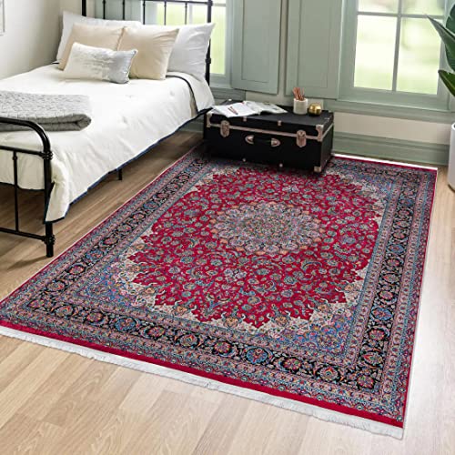 Mazovia Orientalisch Vintage Teppich - Kurzflor Waschbar - Weich Traditioneller Teppich für...