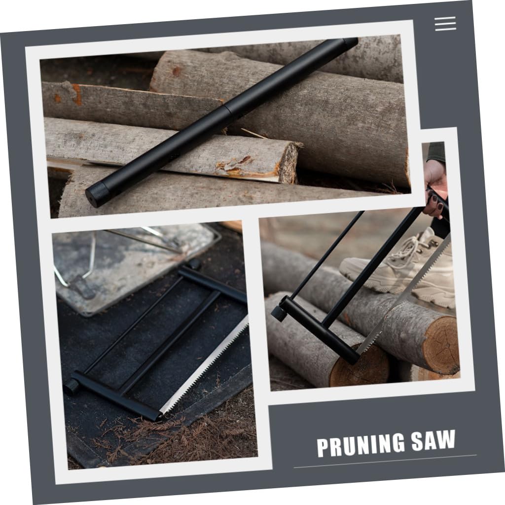 Scie Pliante Portable en Alliage D'aluminium Noir pour Camping | Tension Automatique de Lame, Compacte et Légère, pour Bois de Jardin et Usage Chasse