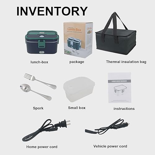 Miniatura 3 de Fiambrera eléctrica de 60 W, calentador de alimentos 3 en 1 (gran capacidad de 1.8L) para cochecamiónhogaroficina, lonchera térmica con bolsa de