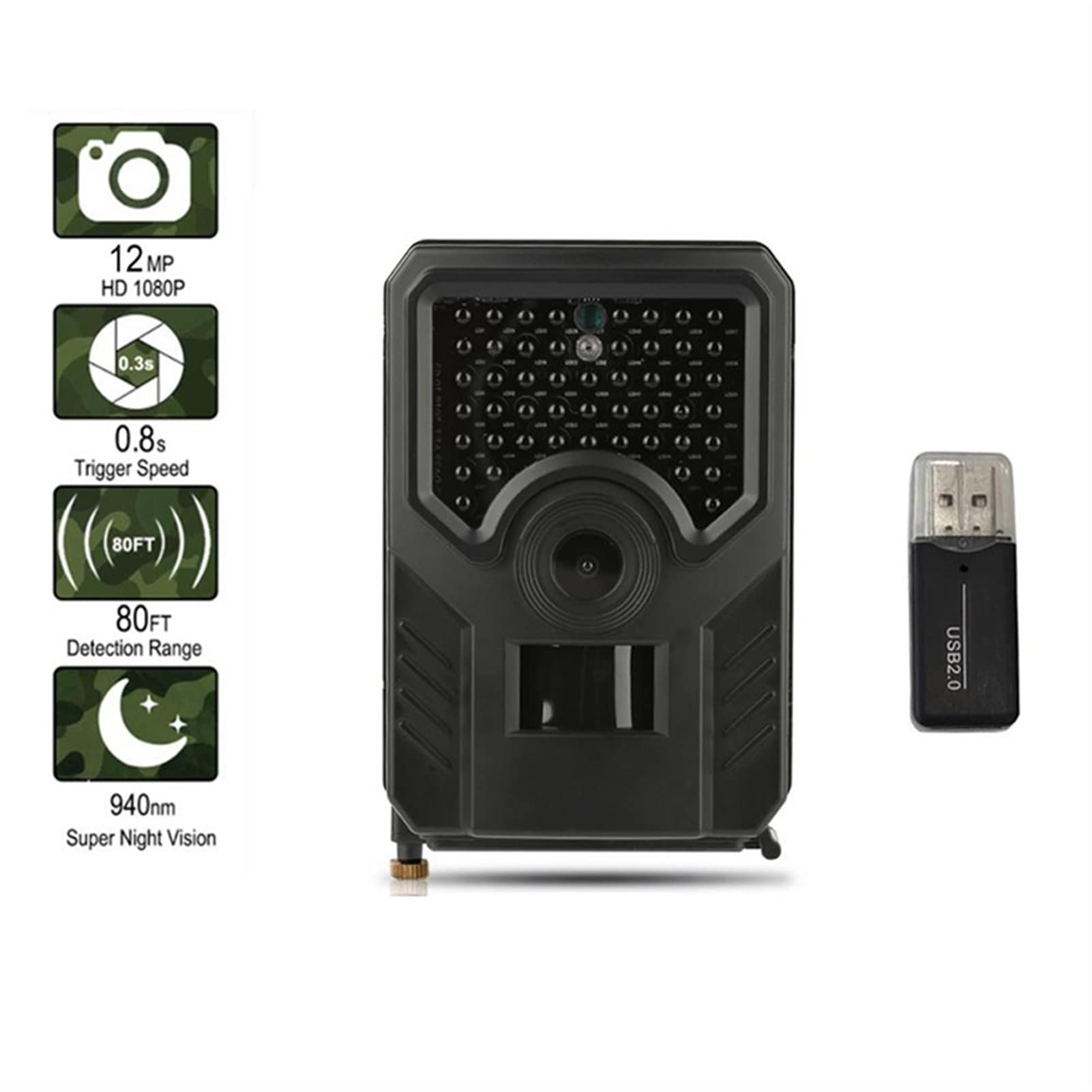 telecamera per la fauna selvatica PR-200. Videocamera della fotocamera della macchina fotografica della macchina fotografica della caccia 108 0P 12MP Fotocamera for la caccia della visione notturna de