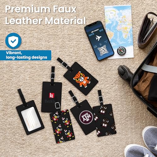 OTM Essentials University of Michigan Faux Leather Luggage Tag, Durable Travel Accessories with Adjustable Strap and ID Card, Classic3