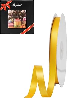 LIUYAXI Yellow Double Face Satin Ribbon 3/8" X 50 Yards, Ribbons Perfect for Crafts, Gift Wrapping, Bow Making and More