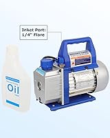 Vista 7 de FAHKNS 110V 3.5 CFM Bomba de vacío Rotary Vane 1/4HP para A/C HVAC Auto reparación R410a R134 con botella de aceite