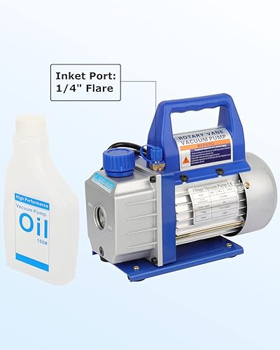 Miniatura 7 de FAHKNS 110V 3.5 CFM Bomba de vacío Rotary Vane 14HP para AC HVAC Auto reparación R410a R134 con botella de aceite