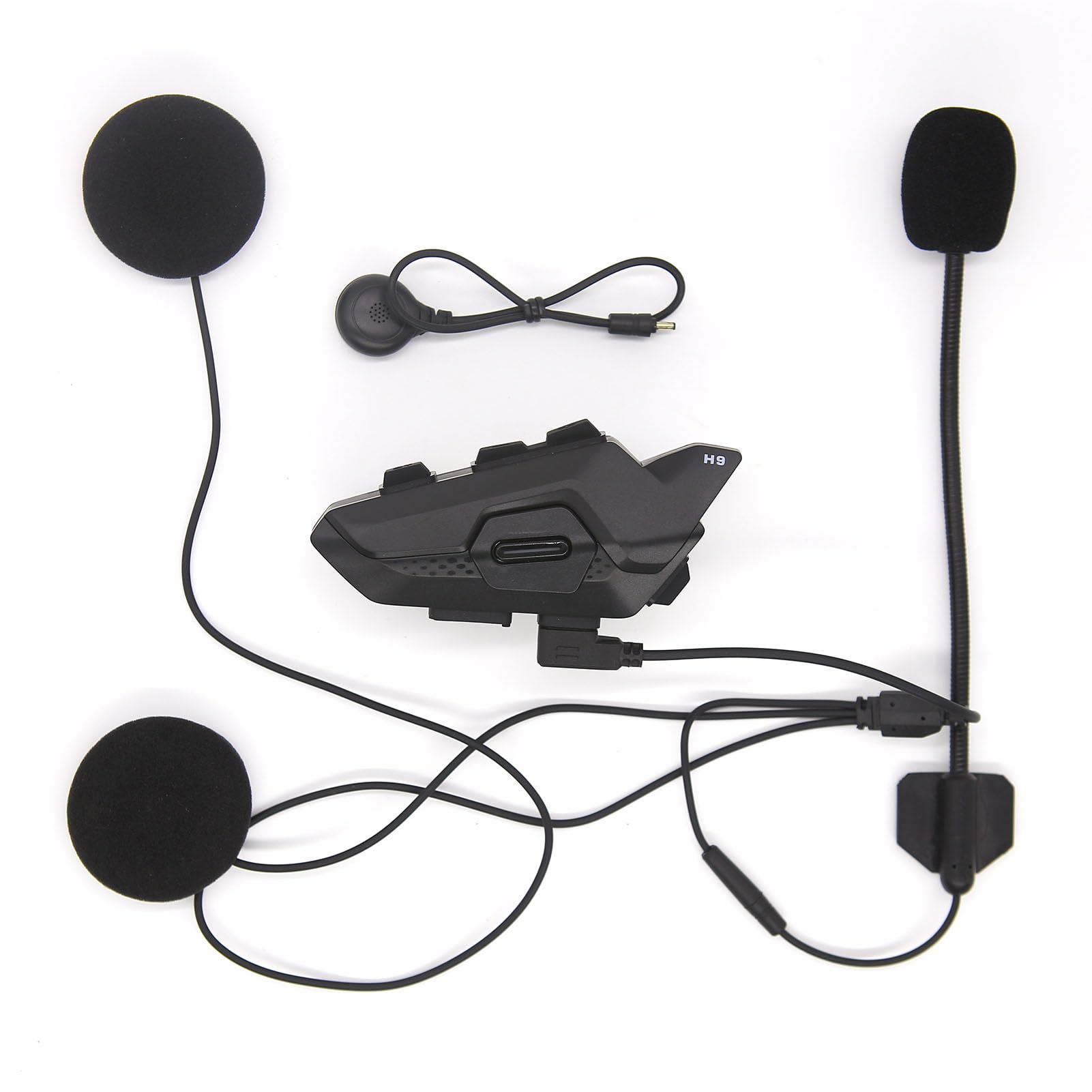 docooler Interfono per Casco da Moto Hysnox H9 1000M di Portata BT5.1 Interfono Vivavoce per 2 Persone Full Duplex Chiamata telefonica Ascolto di Musica IP65 Impermeabile Antipolvere