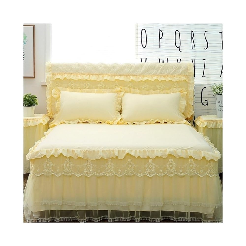 S5b8W3g7 Bedding set Lace Ruffled Bedding Set Chic Princess, 1 Piece Bedspread with 2 Pillowcases Home Textile