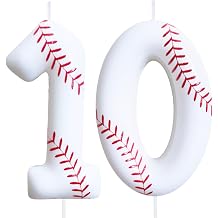Baseball Birthday Number Candles for Cake White Number 10 Candle Baseball Cake Topper for Party Anniversary Decorations