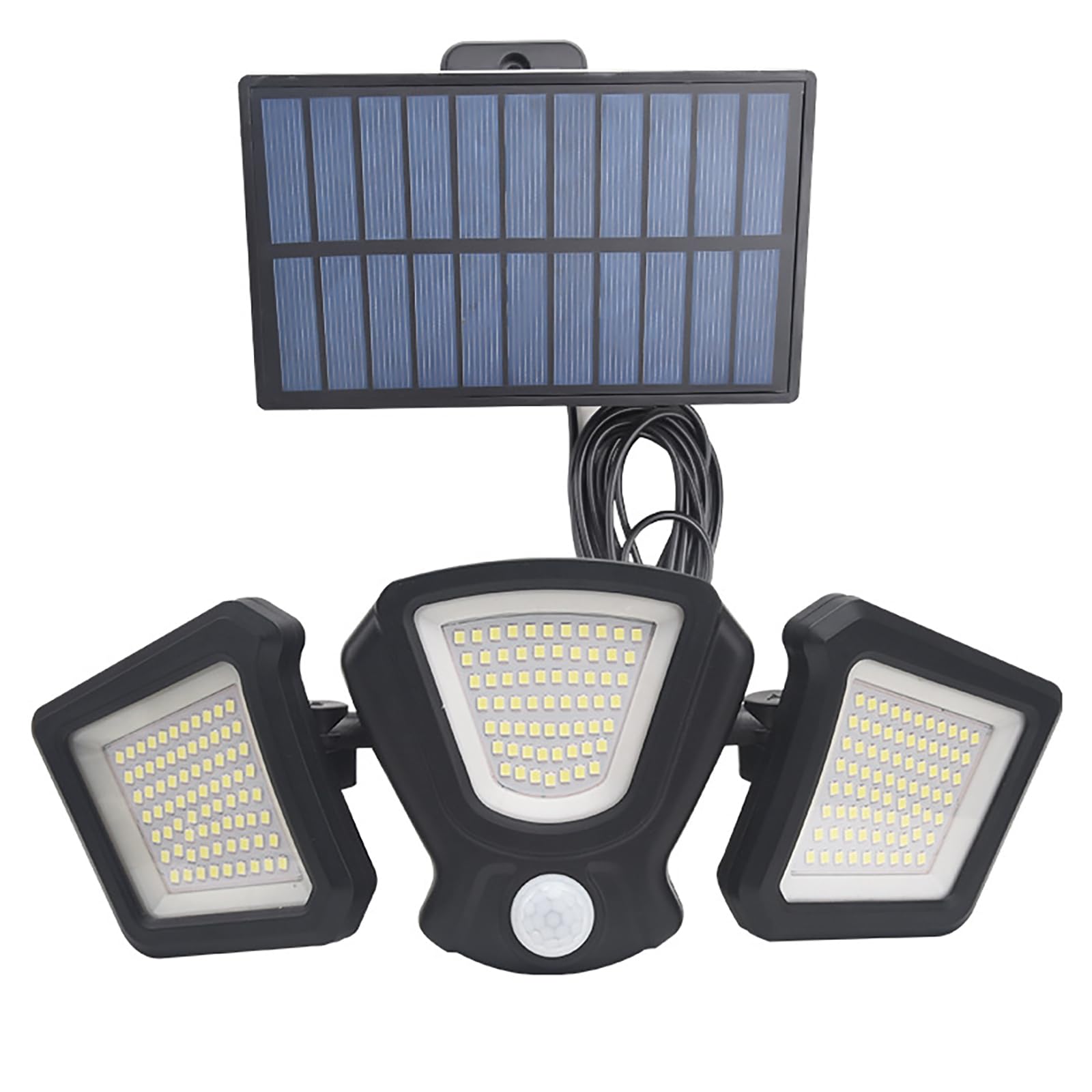 Applique murale solaire pour zone ombragée éclairage extérieur puissant LED étanche 3 têtes