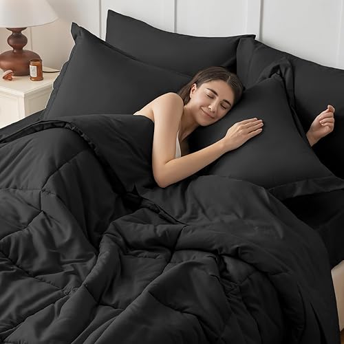 Miniatura 7 de JOLLYVOGUE Juego de edredón Queen de 7 piezas - Cama en una bolsa ultrasuave - Alternativa de plumón de ganso - Serie 1800 Premium con edredón,