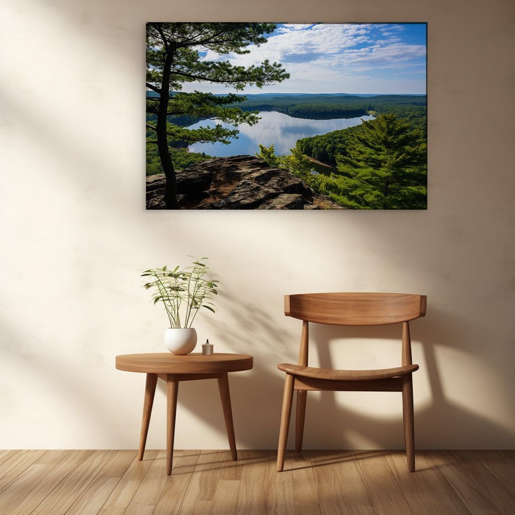 Canvas for Living room. Reflective Serenity: A Scenic Portrait of Nature's Peaceful Embrace, 27 x 18 inch Canvas Wall Art - Contemporary Masterpieces - Modern Home Decor
