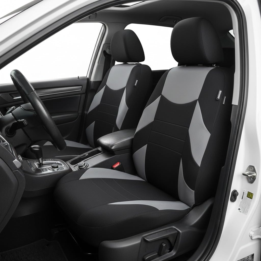 Champlus Car Seat Covers, Durable Breathable Mesh 2 Front Seat Covers, Universal Fit Automotive Sedan Cars, SUVs, Trucks, Mini Vans, Airbag Compatible, Easy to Install