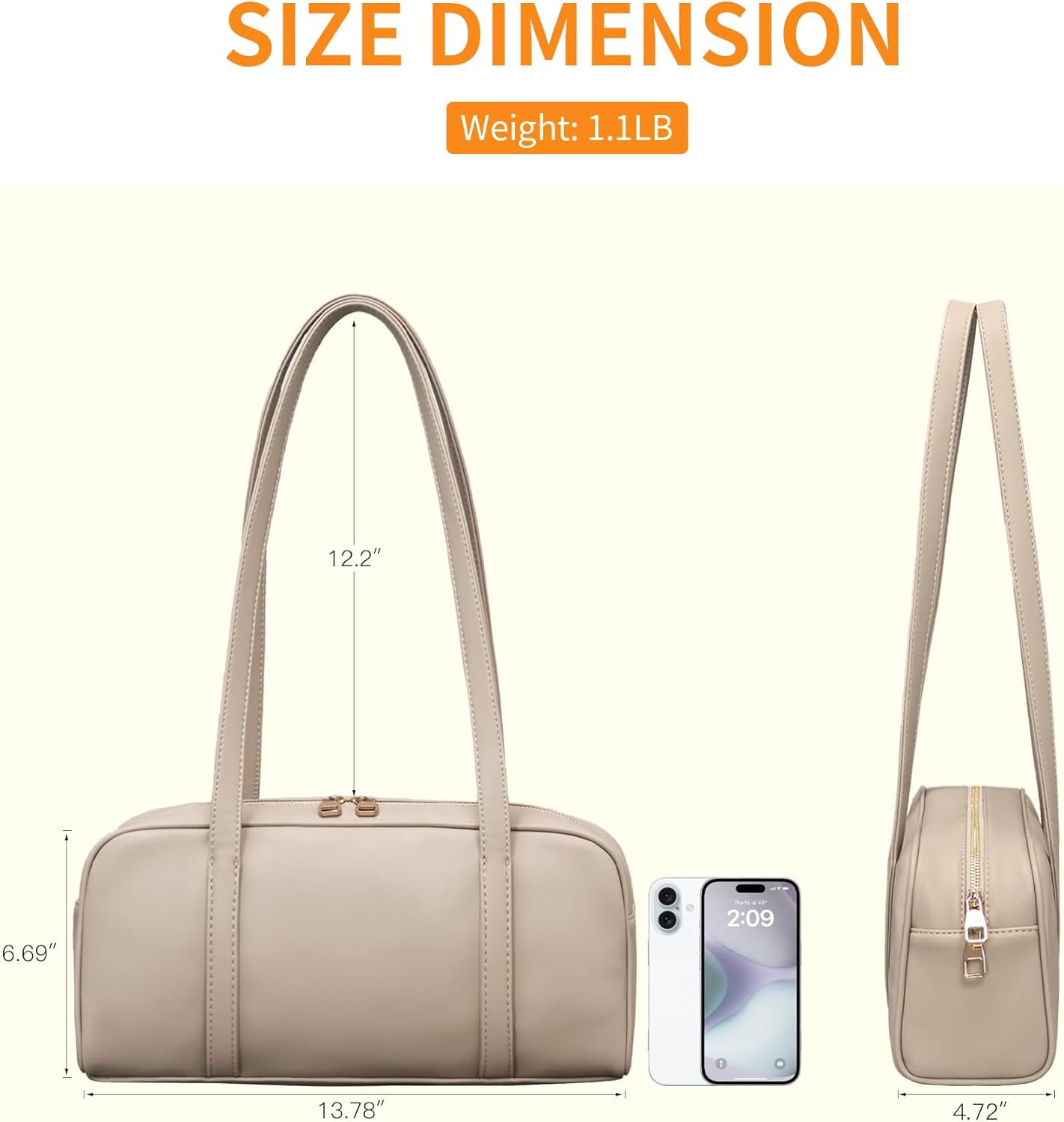 Swing Zip Shoulder Bag for Women Vegan Leather Small Handbags with Zipper - Image 4