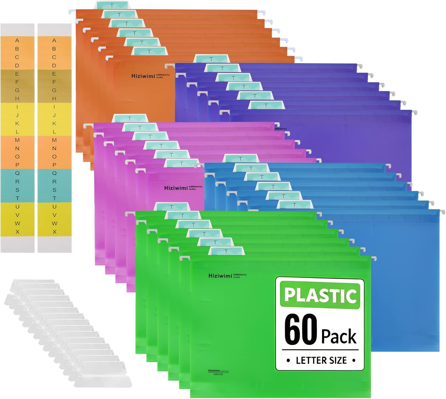 60 Stück PP-Hängemappen, Briefgröße, Hängemappen mit Tabs, Aktenordner für Aktenschränke, Hängemappen für sperrige Akten, medizinische Diagramme, Büro, AMD, Schule, Desktop-Aktenaufbewahrung