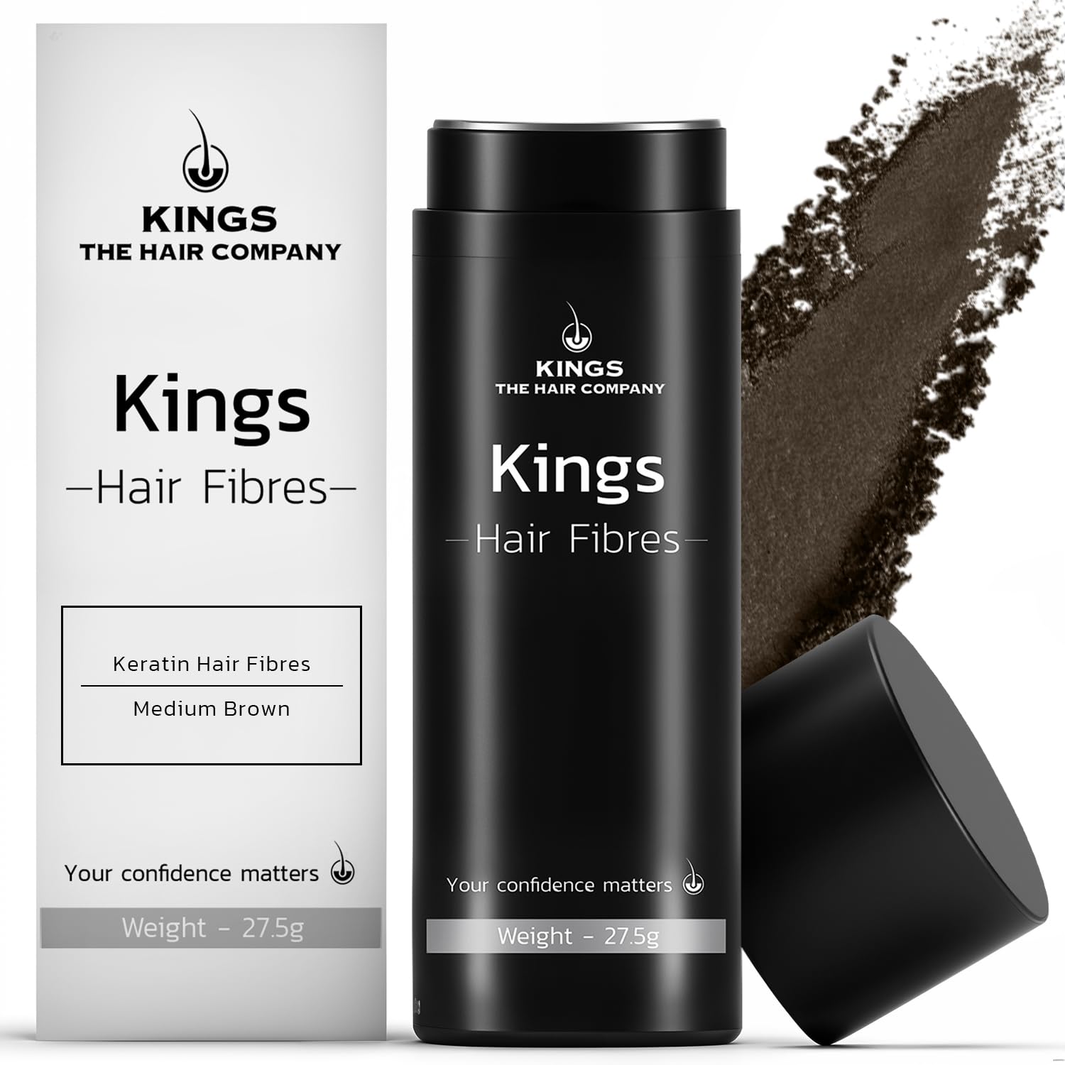 Kings Hair Fibres (Pack of 1 MEDIUM BROWN), 27.5 g (Pack of 1)