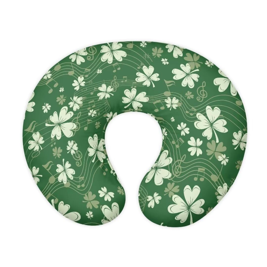 Jeiento Green Leaf Baby Nursing Pillow Covers for Women St. Patrick's Day Breastfeeding Pillowcase Music Notes Pillowcase for Newborn Infant Bottle Breast Feeding Pillow
