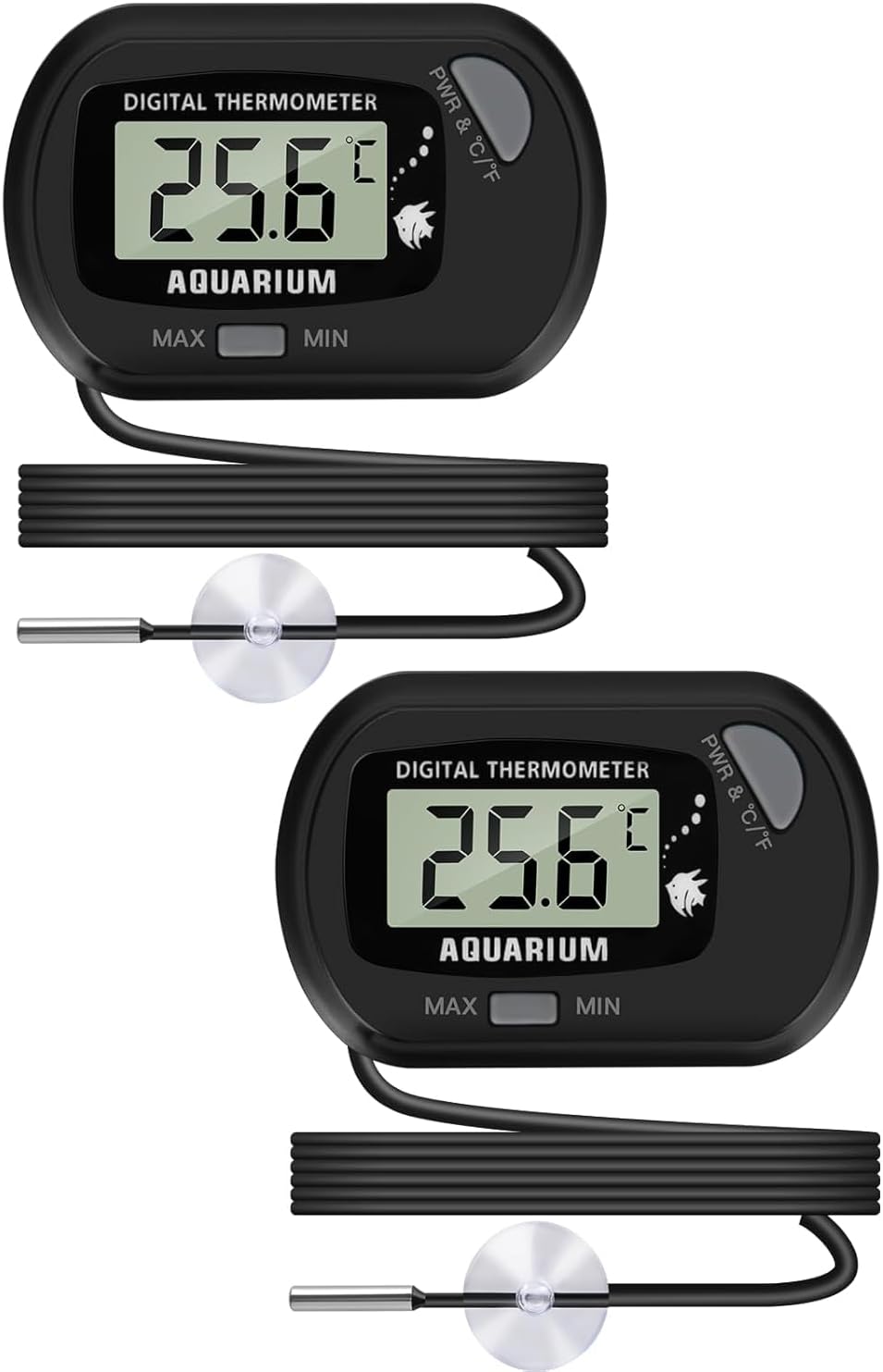 Thlevel Aquarium Internal Temperature Gauge Digital Fish Tank Temperature Gauge Aquarium Thermometer with Probe and Suction Cup for Incubator Reptile Habitat 2PCS
