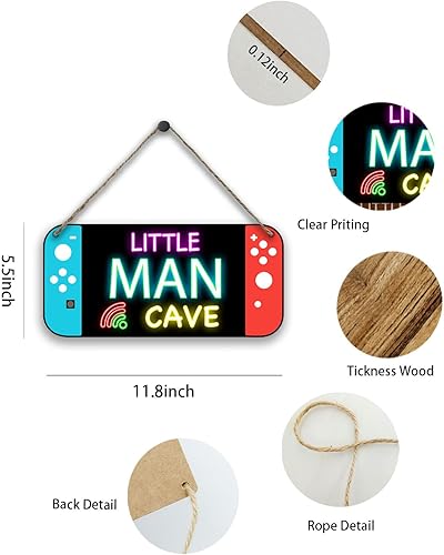 Miniatura 2 de Letrero de madera de neón para consola de juegos, decoración colgante de cueva de hombre pequeño, decoración de pared para dormitorio y sala de