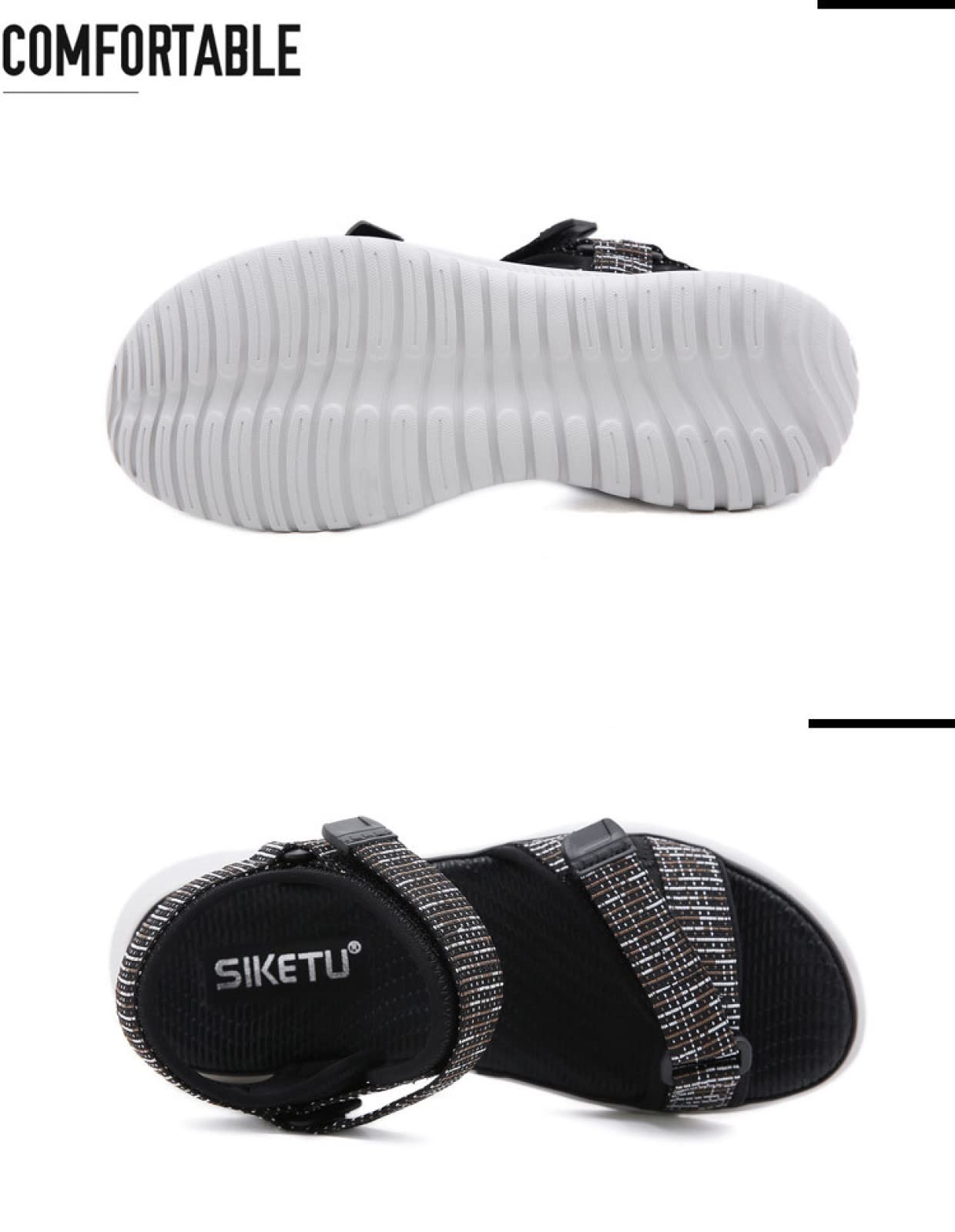 BOMEETSIA semplici Pantofole Moda,Sandali Sportivi per Ragazze Scarpe da Scuola Leggere e comode, Nere, 36