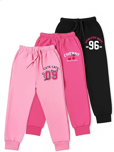 Trampoline Girls Trackpants with Cute Prints | Soft Cotton Joggers with Drawstring &amp; Two Pockets