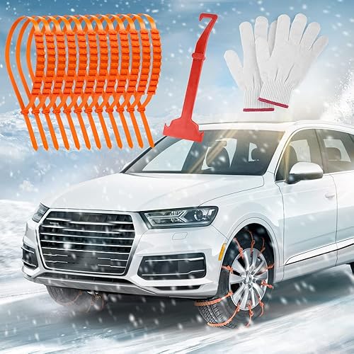 Miniatura 7 de Oziral 12 cadenas de nieve reutilizables, cadenas universales antideslizantes de emergencia para neumáticos aptas para la mayoría de automóviles,
