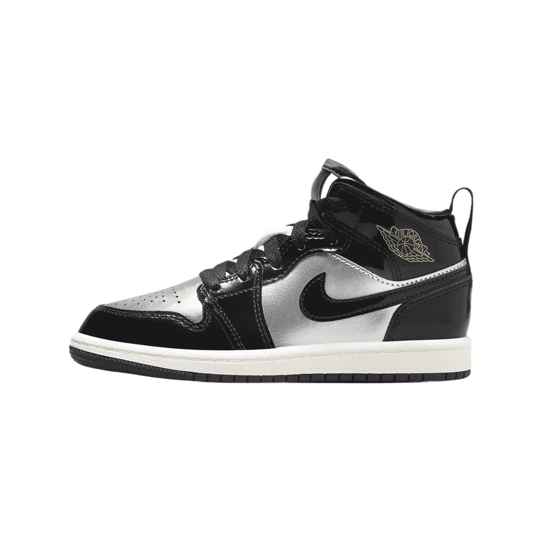 Jordan 1 Mid SE Little Kids' Shoes (FZ3937-001, Black/Metallic Silver/Sail/Metallic Gold) Size 1