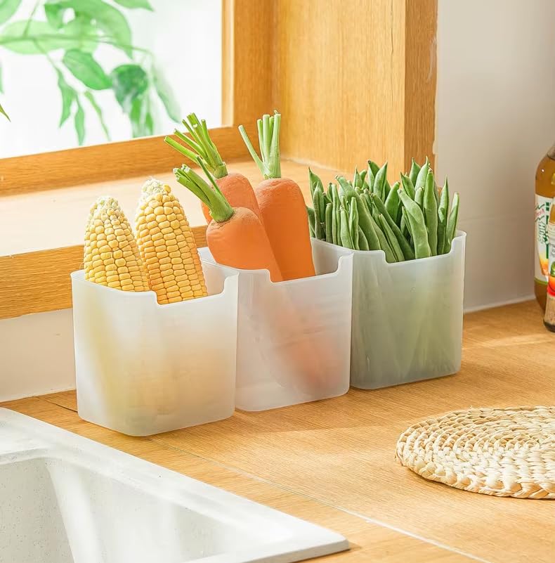 Image of LUXART Fridge Side Door Storage Containers, BPA-Free Food Grade Plastic, Set of 6, Transparent Space-Saving Organizer for Refrigerator, Kitchen Pantry and Vegetable Freshness