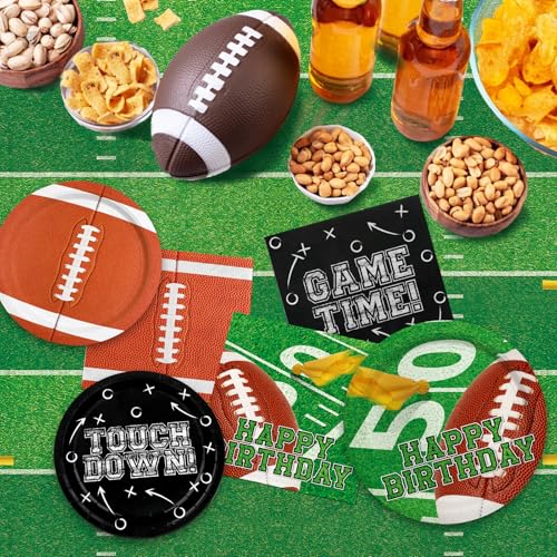 Football Birthday Party Decorations Kit for 24: Football Party Supplies Set with Plates, Dessert Plates, Napkins, Cups, Banner & Touchdown Tablecloth - for Football Tailgate Party Decorations - Image 3