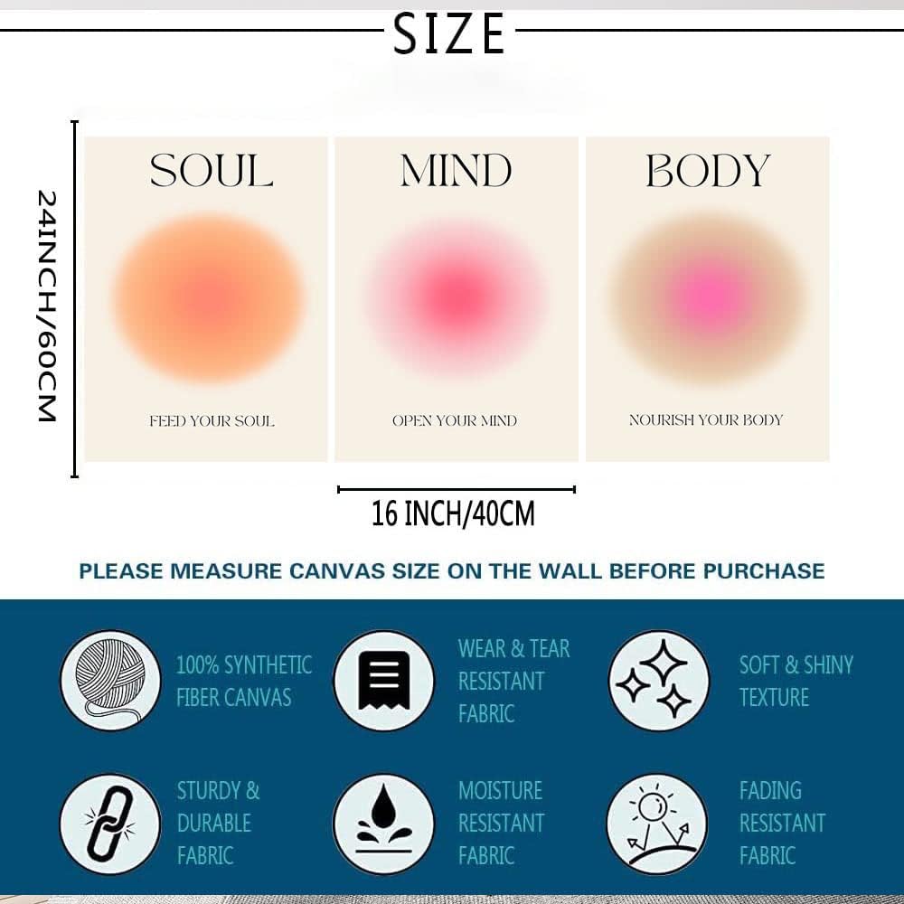 Mind Body Soul Gradient Canvas Motivational Quote Posters Set