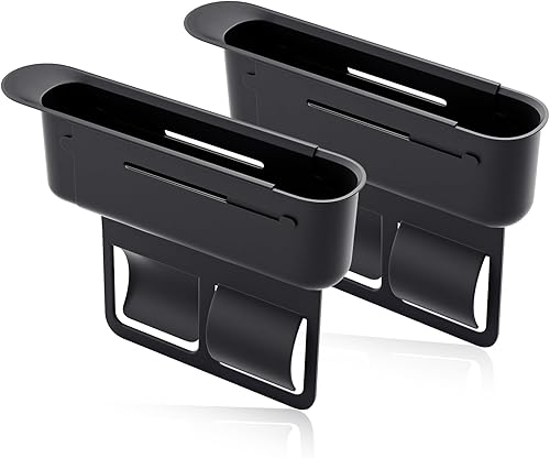 Miniatura 9 de Paquete de 2 organizadores ajustables para asiento de automóvil, relleno multifuncional para espacio lateral del asiento con longitud interna máxima