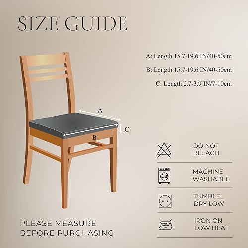 Miniatura 6 de SearchI Juego de 4 fundas de asiento para sillas de comedor repelentes al agua, fundas de asiento elásticas lavables para sillas de comedor,