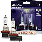 SYLVANIA - H11 XtraVision - High Performance Halogen Headlight Bulb, High Beam, Low Beam and Fog Replacement Bulb (Contains 2 Bulbs) (H11XV.BP2)