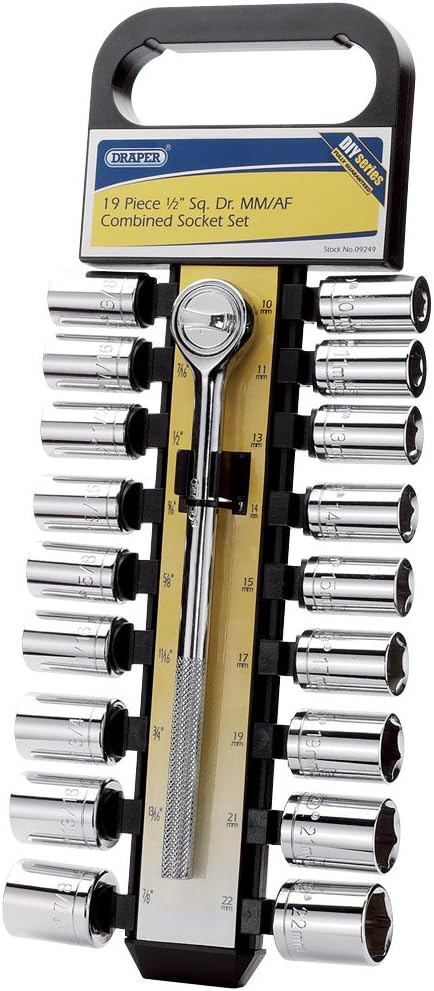 Draper DIY Series 09249 19-Piece 1/2-Inch Square Drive Combined Socket Set