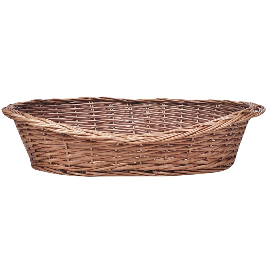 Festnight Weide Hundekorb/Tierbett Katzenbett Hundebett Weidenkorb Katzenkorb Naturfarbe 70x48x18cm