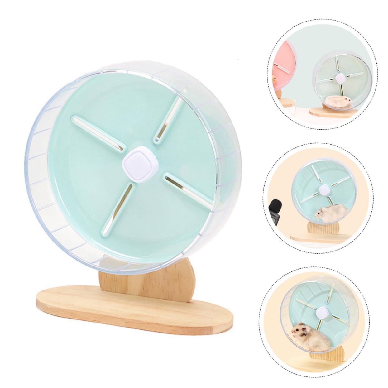 Leises Hamsterrad für Hamster und Igel mit Stabilem Abs Holzgestell 20cm Geräuschloses Laufrad für Kleintiere im Käfig und Haushalt
