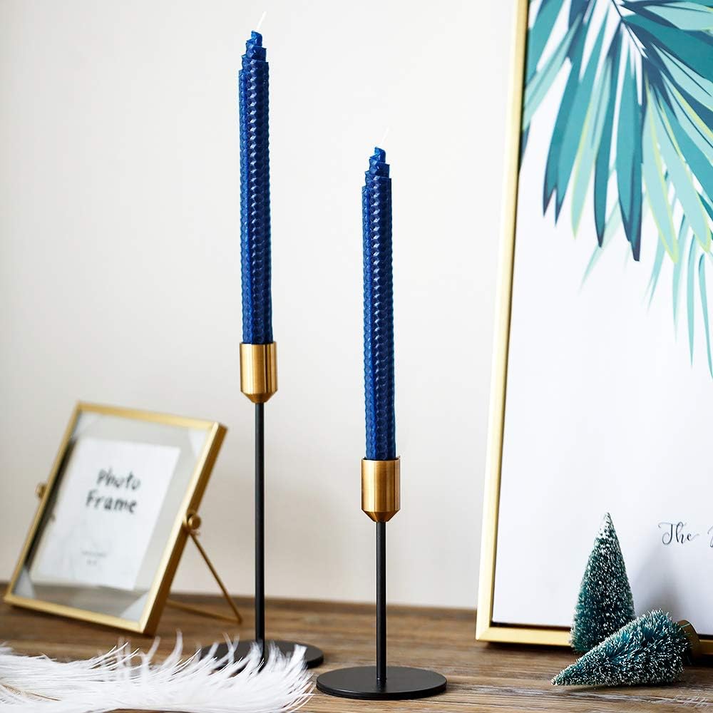 Nuptio Candlestick Holders Taper Candle Holders, 2 Pcs Candle Stick Holders Set, Gold & Black Brass Candlestick Holders Set Table Decorative Modern Candle Holders for Tapered Candles (S + L) : Everything Else