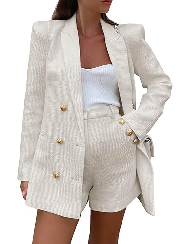 Cicy Bell Womens 2 Piece Tweed Blazer Shorts Sets Long