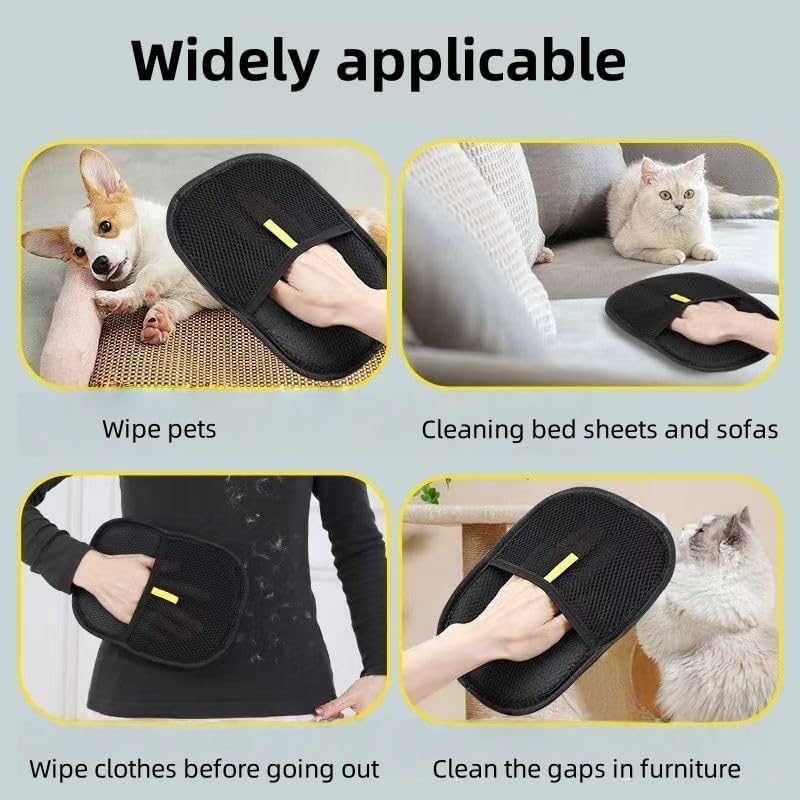 1 peça de luvas reutilizáveis para remoção de pelos de animais de estimação, luvas eletrostáticas de dupla face para gatos e cães, móveis, assento de carro, ferramenta de remoção de pele de sofá