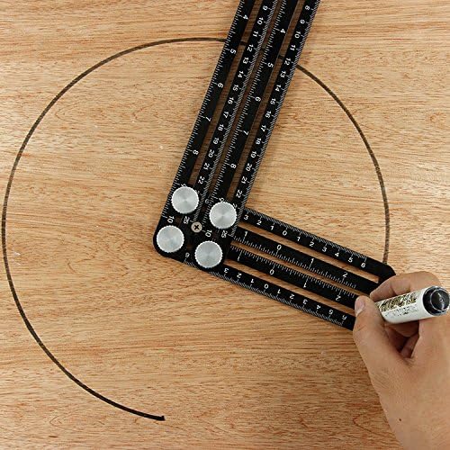 Amenitee Angle Layout Measuring Ruler-Universal Ruler - Full Metal Multi Angle Measuring Tool-Upgraded Aluminum Alloy Ruler (Black)