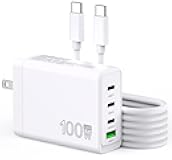 100W USB C Charger GaN 4 Port Type C Charging Station Hub Block Wall Charger Power Strip Adapter Plu Compatible with MacBook Pro/Air iPad iPhone16/15/14/13 Pro Max Dell XPS Pixel Note Galaxy