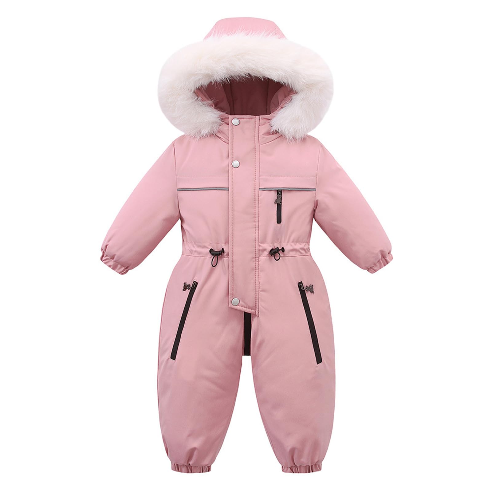 BRONG Bébé Garçons Habits de Neige Hiver Filles Toison Combinaisons Étanche Encapuchonné Barboteuse Enfants Fermeture éclair Manteau Combinaison de Ski Tenue