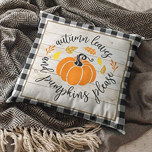 Kithomer Set Of 4 Fall Buffalo Plaids Pumpkin Harvest Throw Pillow Cases Autumn Farmhouse Decorative Thanksgiving Throw Pillow Covers Cushion Cover 18X18 Inch #TOP2