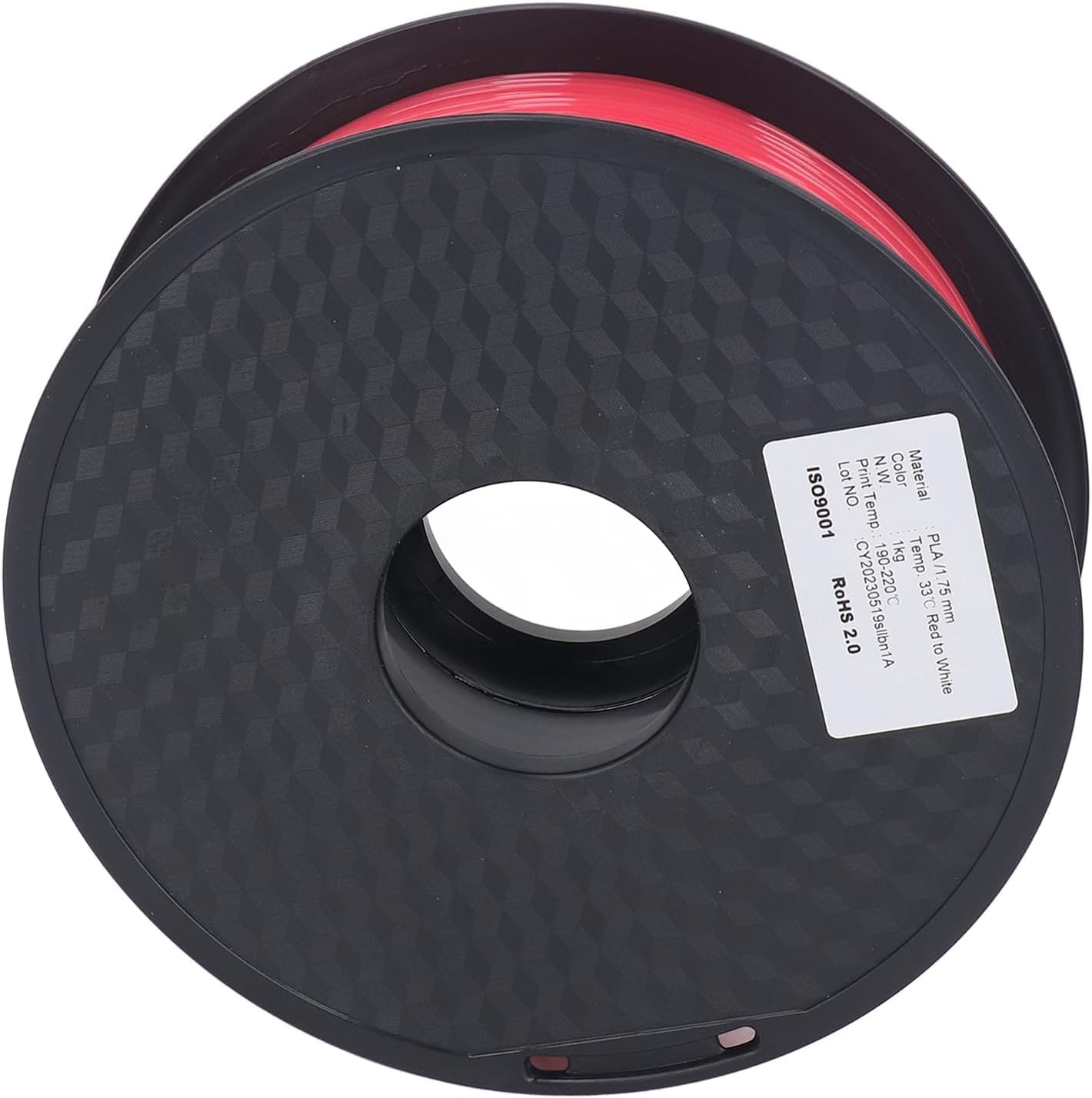 1.75mm PLA Color Changing Filament, Red to White Gradient for 3D Printing, Glossy Finish, Stable, High Printing Accuracy, and Impact Material